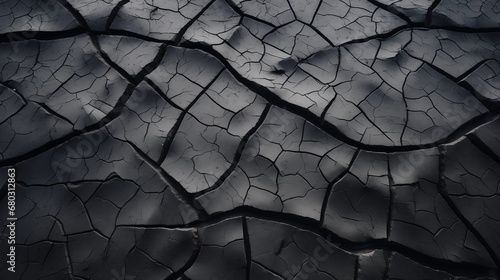A close-up of textured asphalt pavement with cracks