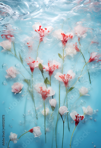 Underwater creative love concept of fresh Spring