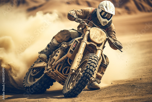 A man is riding a dirt bike on a offroad.