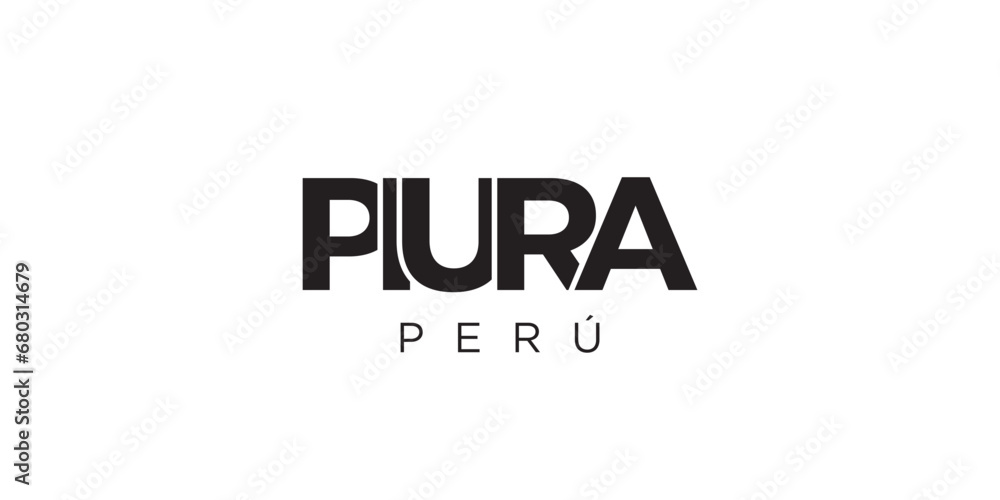 Piura in the Peru emblem. The design features a geometric style, vector illustration with bold typography in a modern font. The graphic slogan lettering. Piura in the Peru emblem. The design features a geometric style, vector illustration with bold typography in a modern font. The graphic slogan lettering.