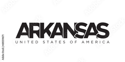 Arkansas, USA typography slogan design. America logo with graphic city lettering for print and web.
