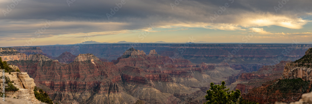 Evening Panorama Of The Canyon From Bright Angel Point