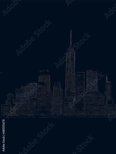 A Drawing Of A City Skyline - New York City Skyline