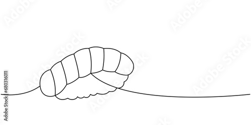 Sake nigiri sushi, toro sushi one line continuous drawing. Japanese cuisine, traditional food continuous one line illustration.