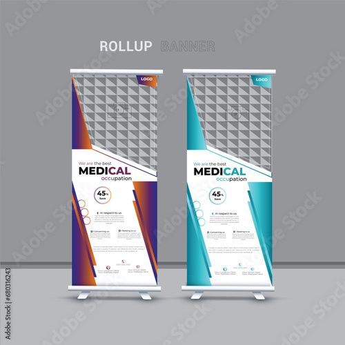 Free vector professional roll up banner template design