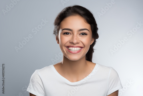 young and beautiful Mexican girl smiling.