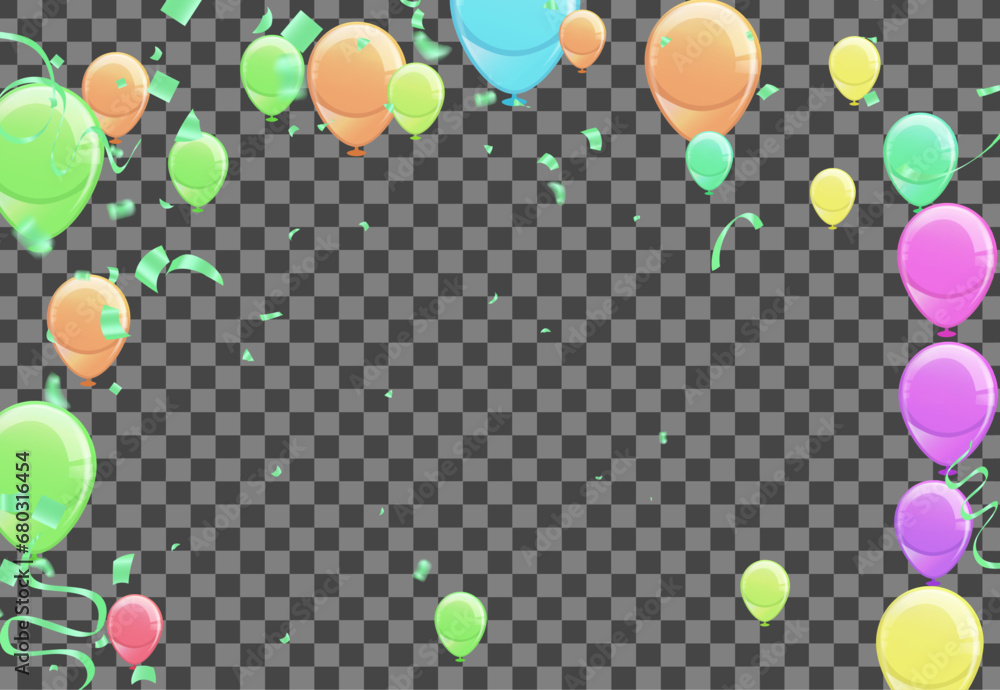 Glossy Happy Birthday Balloons Background Vector Illustration eps10