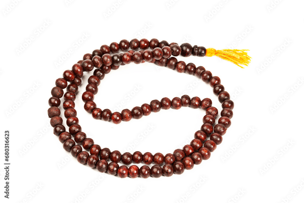 Japa Mala - Buddhist or Hindu prayer beads isolated on white Japa Mala - Buddhist or Hindu prayer beads isolated on white