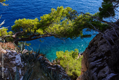 Croatia  photo of the insanely blue Adriatic Sea with a beautiful view