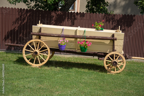 Decorative wooden cart in southern Romania, 2023 photo