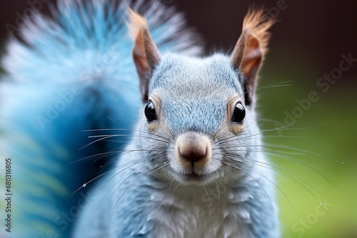A photograph of a rare blue squirrel in its natural habitat 