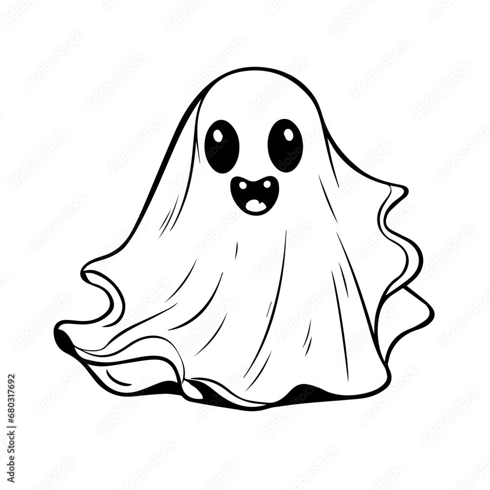 Adorable Cute Ghost Vector Illustration Adorable Cute Ghost Vector Illustration