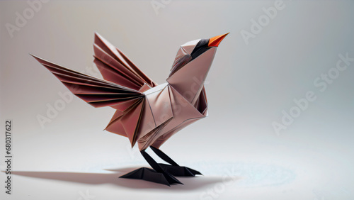 Origami papier d'un bel oiseau qui bat des ailes photo