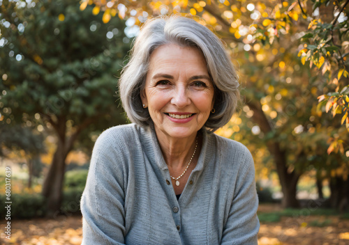 Portrait of an aged woman at the park