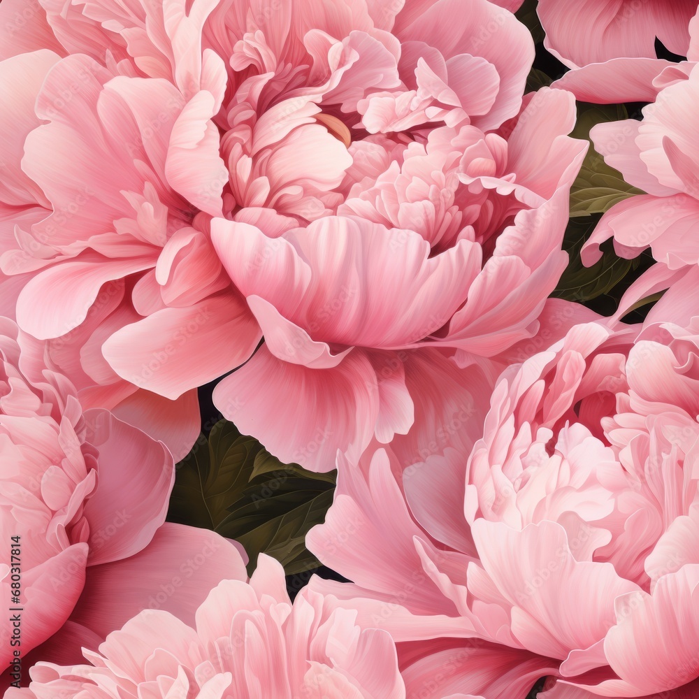 Exquisite and vibrant pink peony flower in full bloom, captured from a stunning top down perspective