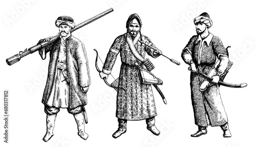 Turkish soldiers hand drawn