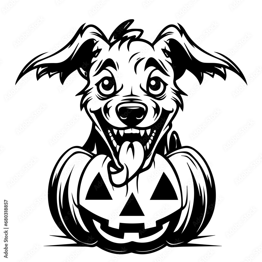 Spooky Halloween Dog Vector Illustration