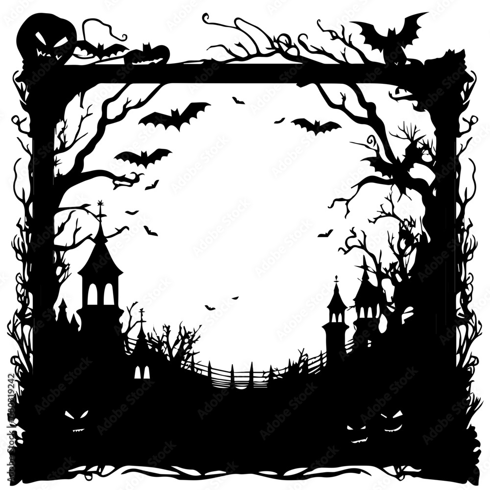 Spooky Halloween Frame Vector Illustration