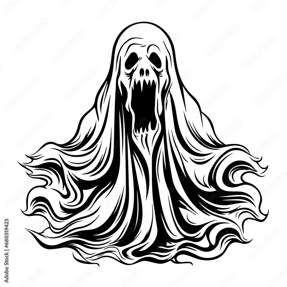 Whimsical Halloween Ghost Vector Illustration Whimsical Halloween Ghost Vector Illustration