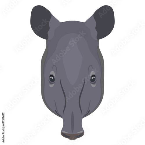 Head of tapir. Animal mask. Cartoon style. Isolated vector illustration.