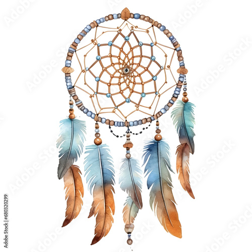 Watercolor dream catcher bohemian dream catcher, native dream chic design.