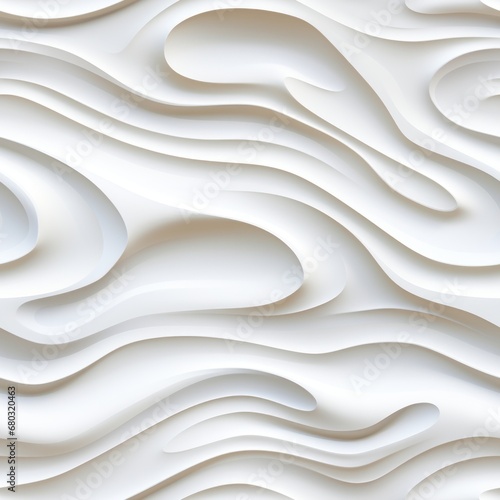Seamless white wall texture pattern with abstract wavy waves in modern geometric overlap layer