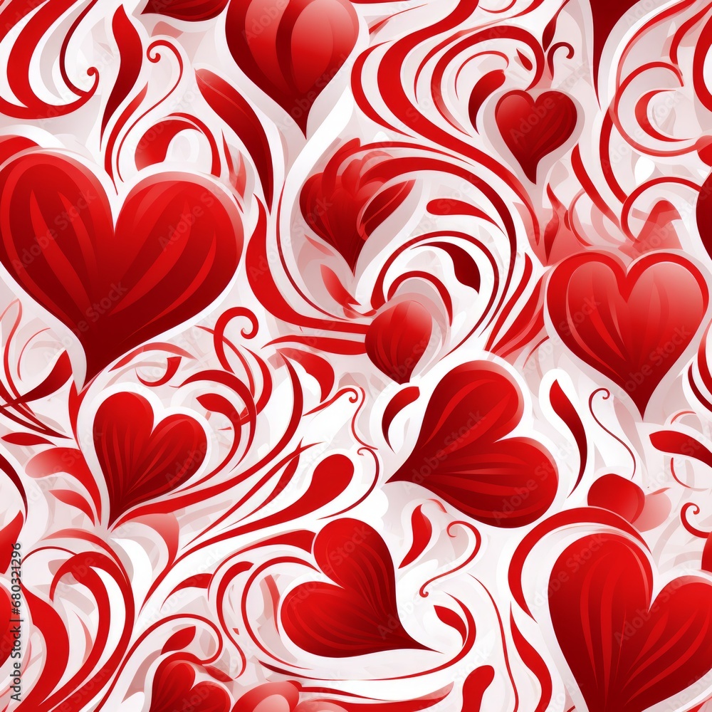 Romantic valentines day love seamless pattern with red and white background   vector illustration