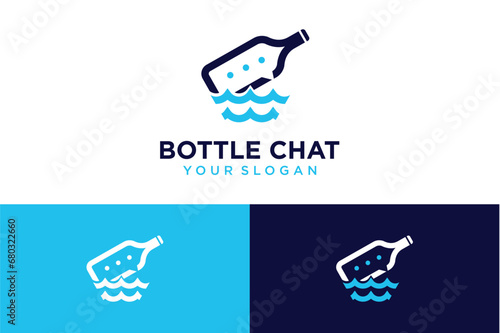 bottle logo design with chat