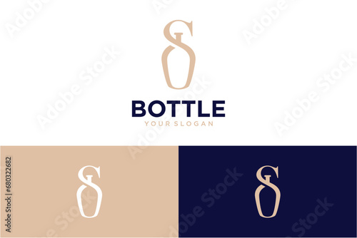 bottle logo design with letter s