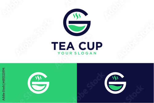 tea cup logo design with letter g photo