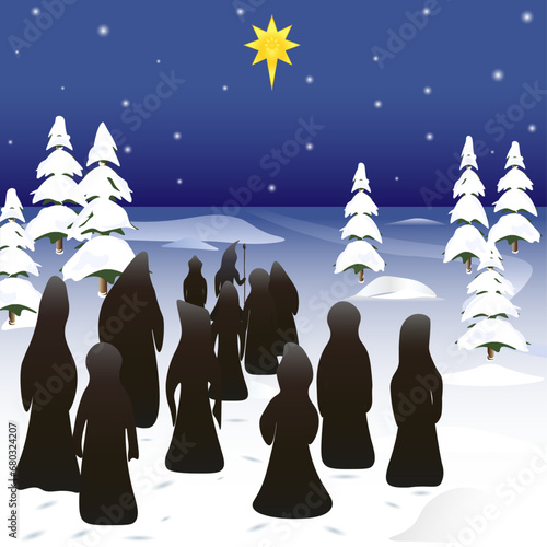 Christmas. The Magi follow the Christmas star
