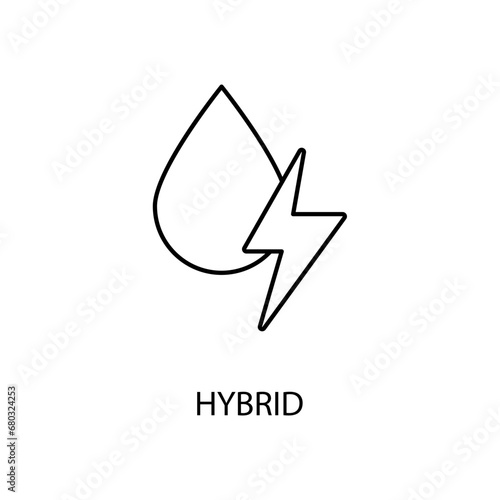 Hybrid car energ concept line icon. Simple element illustration.Hybrid car energ concept outline symbol design.