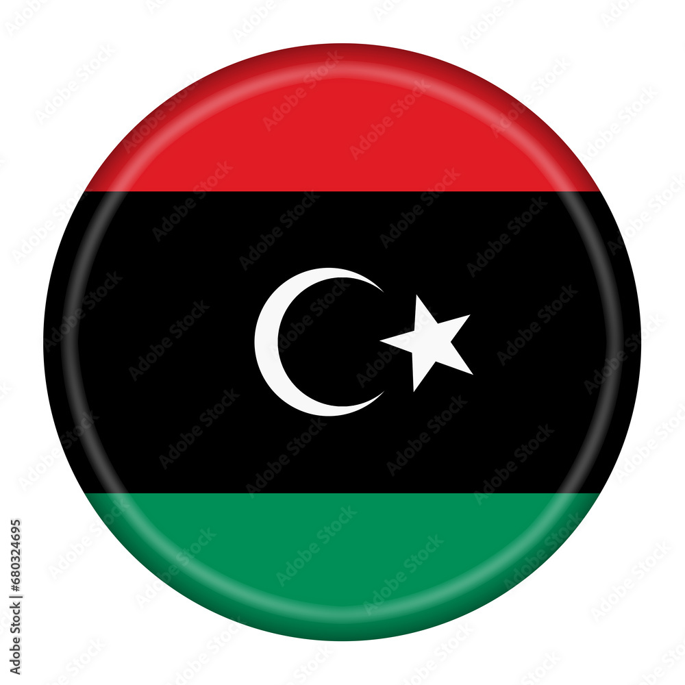 Libya flag button 3d illustration with clipping path Libya flag button 3d illustration with clipping path