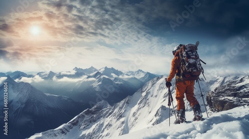  Skier descends a mountain in winter. create using a generative ai tool  © Ahtesham