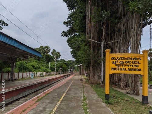 Muthalamada Rilway station in Palakkad district in Kerala, India