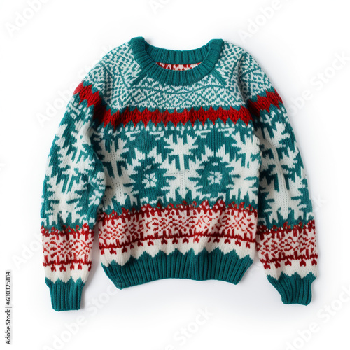 christmas sweater isolated on white background, AI Generative. © Miry Haval