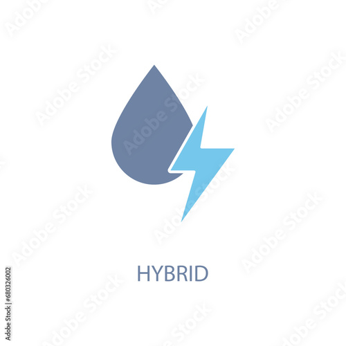 Hybrid car energ concept line icon. Simple element illustration.Hybrid car energ concept outline symbol design.