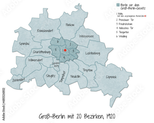 Berlin, Geschichte der Bezirke - Groß-Berlin mit 20 Bezirken, 1920 photo