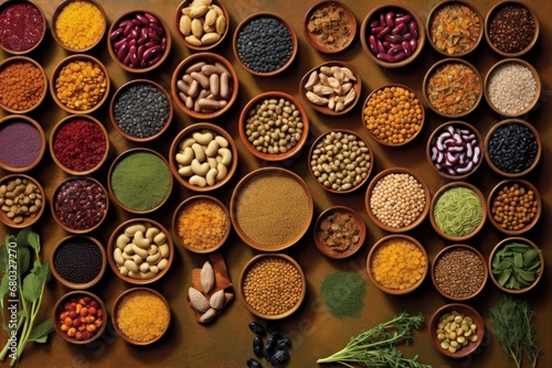 Global Legume-Based Culinary Collage. Top View