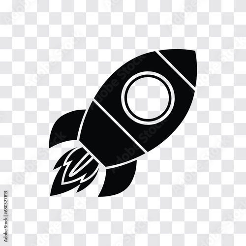 Rocket ship with fire icon. Flying rocket launched icon. Space travel. Project start up sign. Creative idea symbol. Vector illustration of icon that can be used for apps, website.