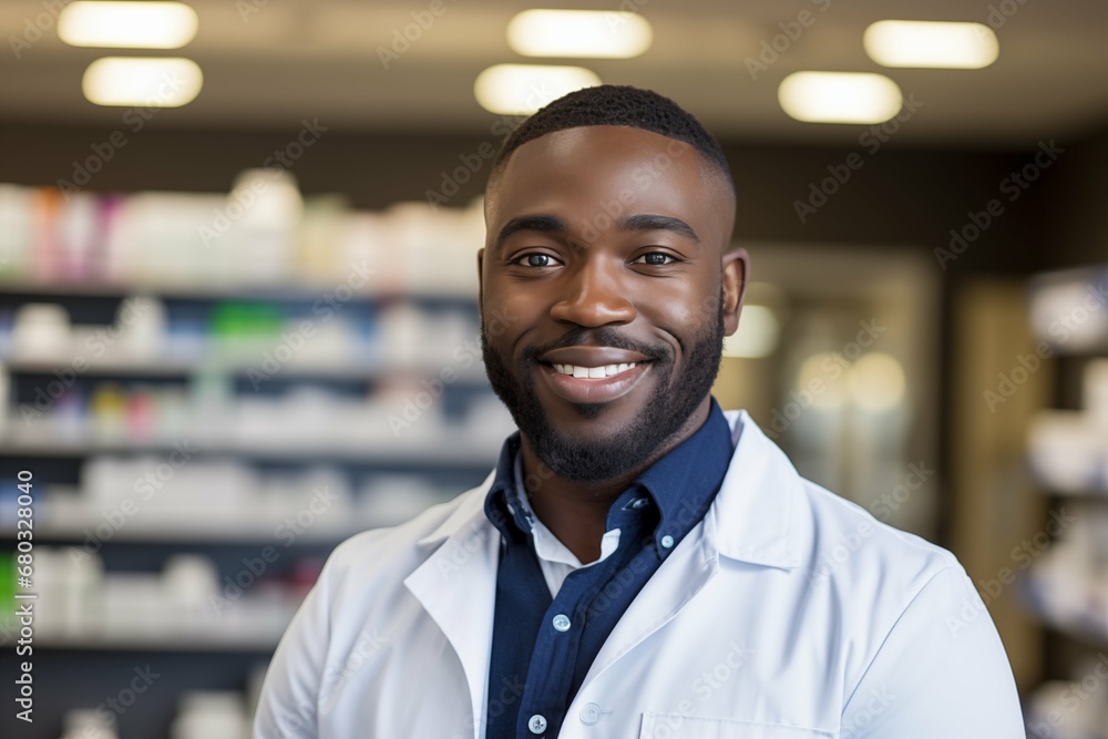 Confident handsome pharmacist at work portrait. Photo of a professional pharmacist checking stock in the storage room. Confident handsome pharmacist at work portrait. Photo of a professional pharmacist checking stock in the storage room.