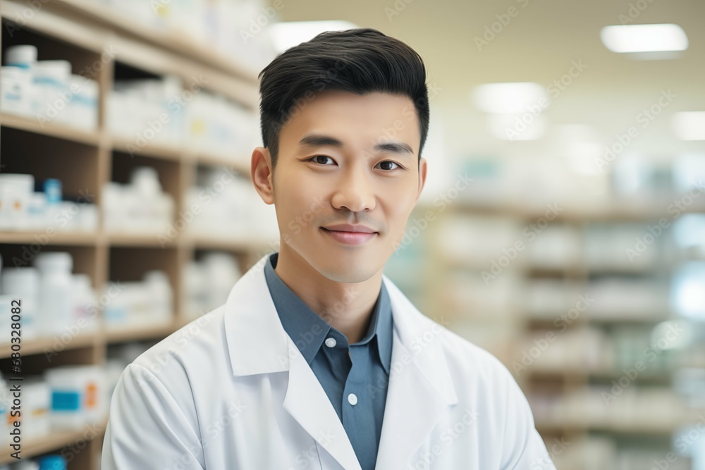 Confident handsome pharmacist at work portrait. Photo of a professional pharmacist checking stock in the storage room. Confident handsome pharmacist at work portrait. Photo of a professional pharmacist checking stock in the storage room.
