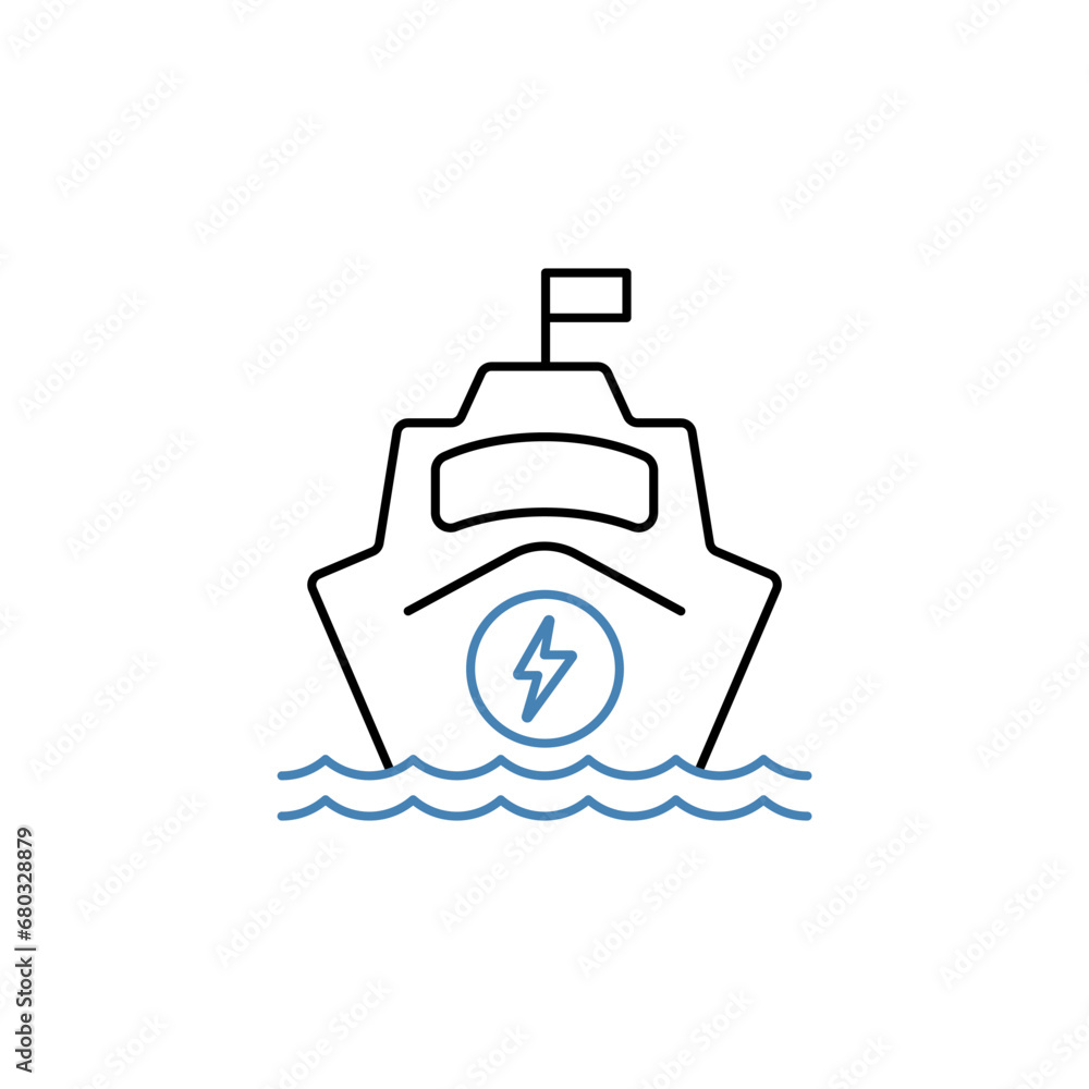 Electric Boat concept line icon. Simple element illustration. Electric Boat concept outline symbol design. Electric Boat concept line icon. Simple element illustration. Electric Boat concept outline symbol design.