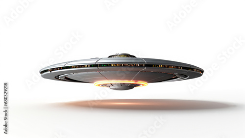 UFO on white background, AI Generative.