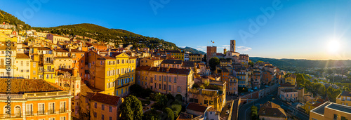 Aerial view of Grasse, a town on the French Riviera, known for its long-established perfume industry