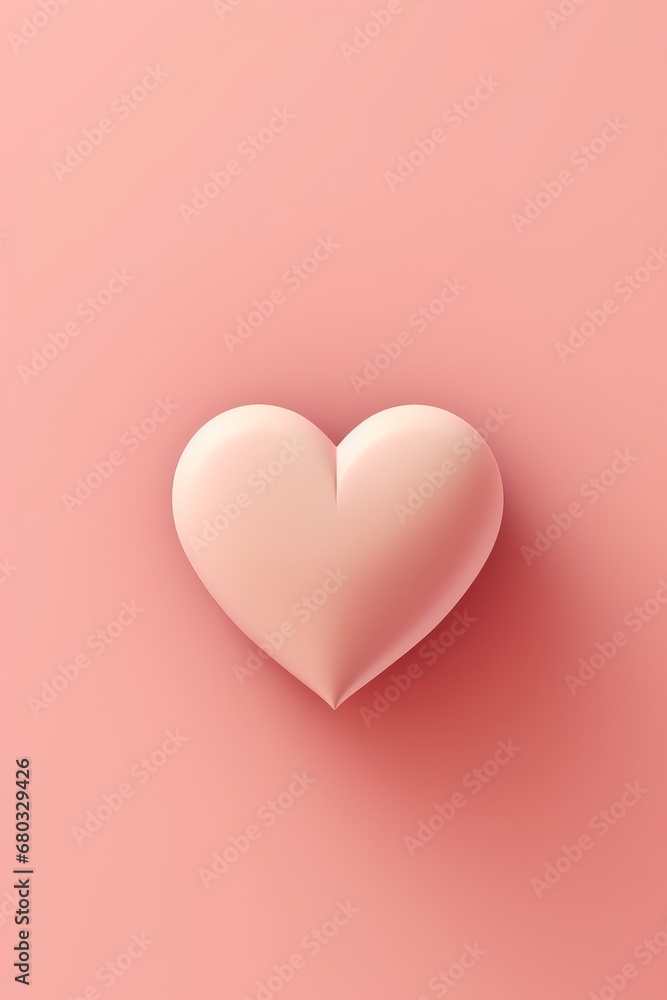 A simple cutesy depiction of a red heart on a pastel pink backdrop for Valentines Day wallpaper AI generated illustration