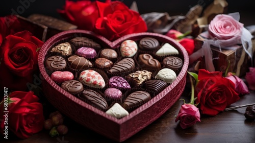 Chocolates served in a heart-shaped box AI generated illustration