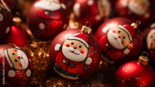 Close-up on cute Christmas ornaments for a holiday wallpaper AI generated illustration