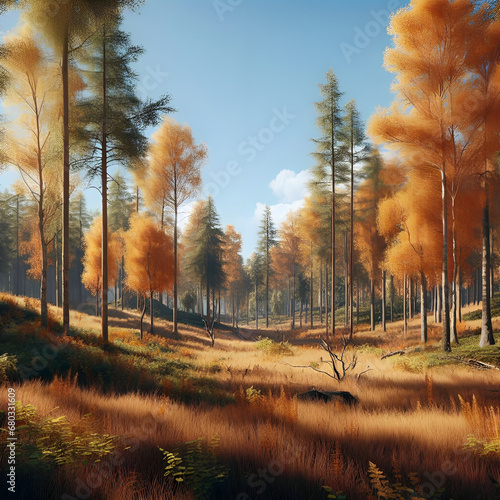 Paisaje de bosque otoñal