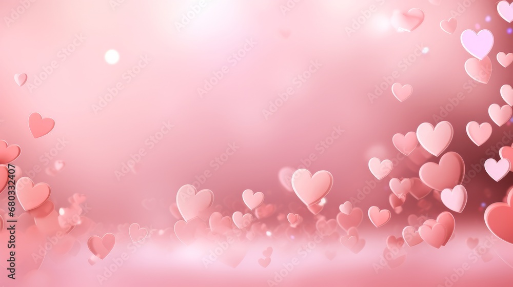 Depiction of a soft pink background dotted with tiny heart-shaped symbols AI generated illustration